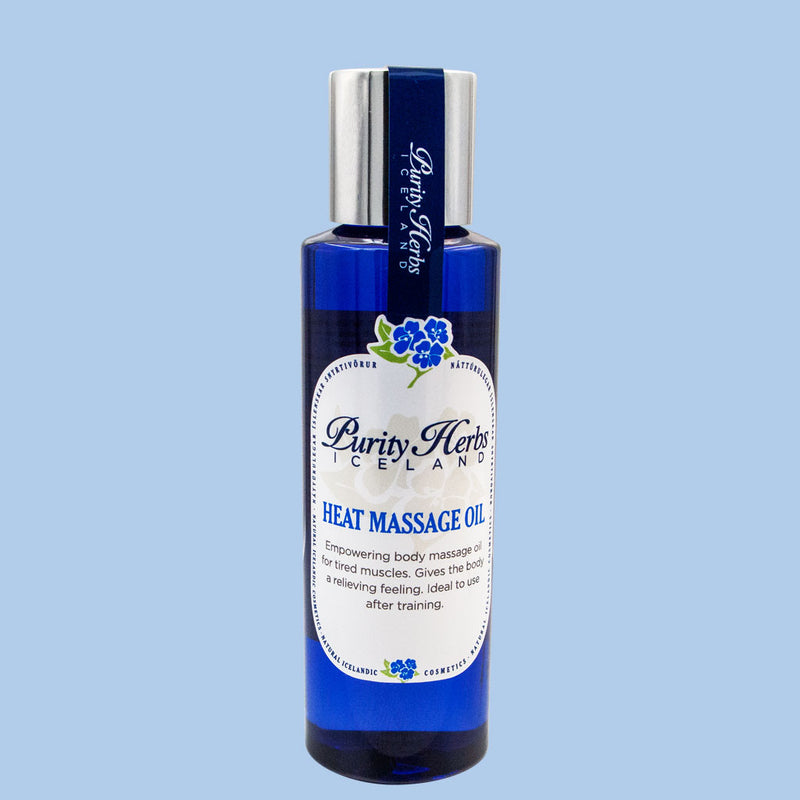 Heat Massage Oil, heating body massage oil for tired muscles. Ideal to use after training on tired limbs. Increases the blood circulation in the muscles. Used by massage parlors.