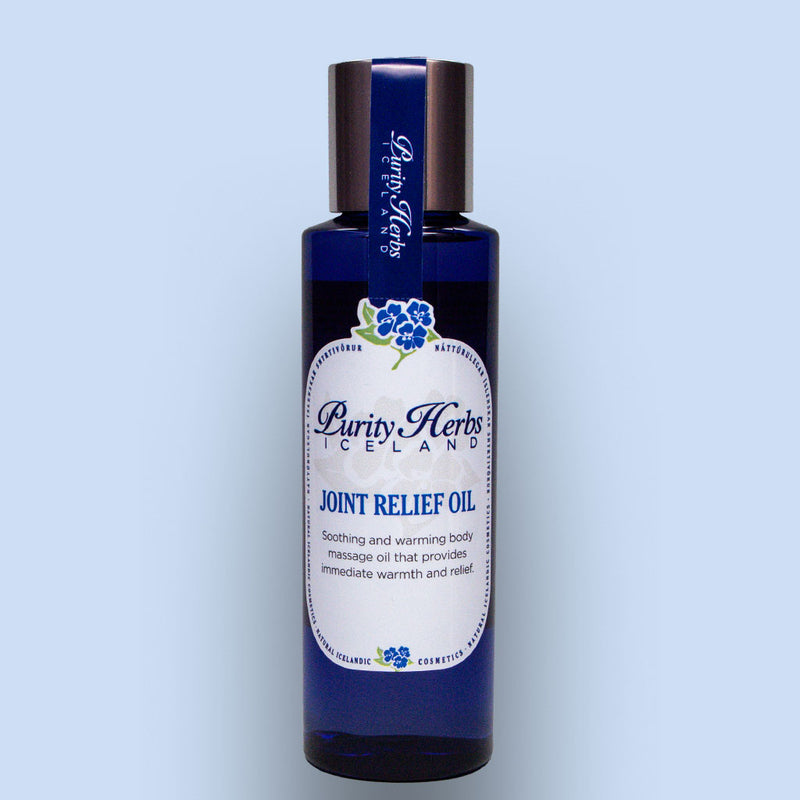 Joint Relief Oil. Soothing and warming body massage oil that provides warmth and relief. Stimulates circulation and reduces swelling in your joints.